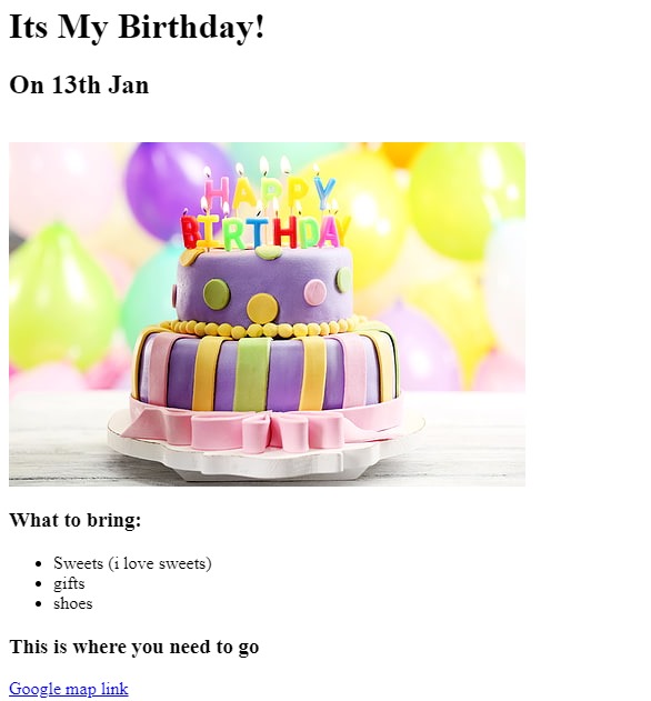 Birthday Invite Screenshot